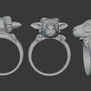 Majestic Ram Head Signet Ring - 3D Printable Model (STL)