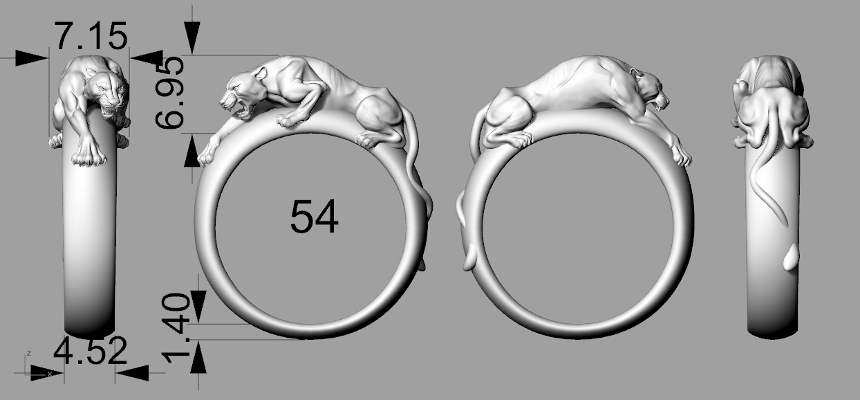 3D CAD (Computer-Aided Design) model of a panthert ring - Image 2